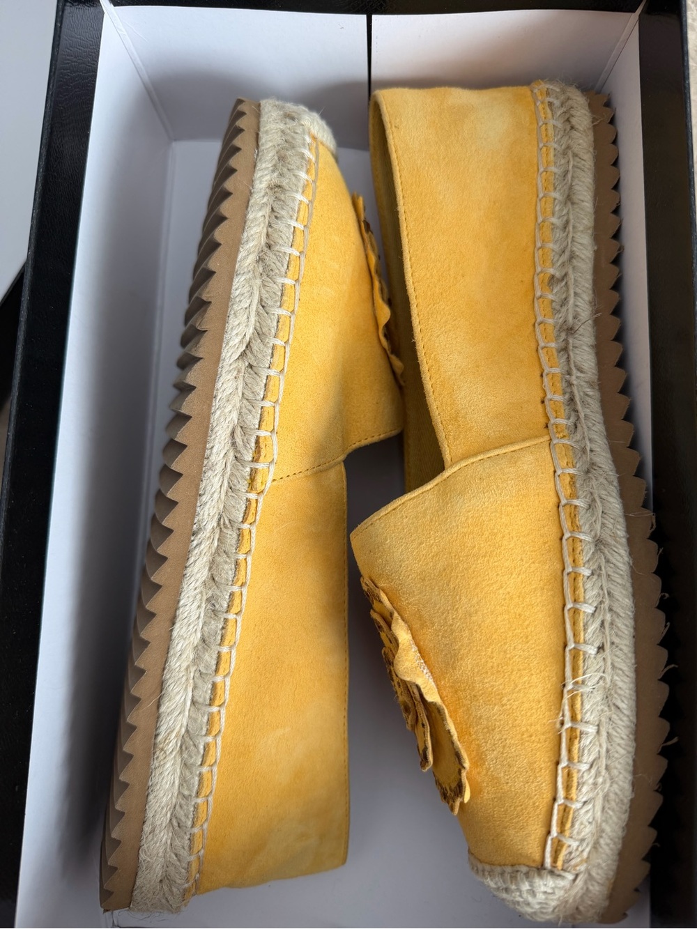 Karl Lagerfeld Yellow Suede Espadrille Slip-Ons